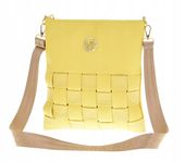 Laura Biaggi - torebka listonoszka pleciony panel żółty M258