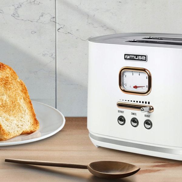 TOSTER OPIEKACZ RETRO 1000W NA 2 TOSTY BIAŁY/ZŁOTE ELEMENTY MUSE MS-130W zdjęcie 5