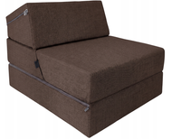 FOTEL KANAPA PUFA MATERAC rozkładany składany SOFA 80x190x15 Tkanina brąz