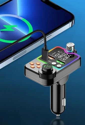 TRANSMITER FM ZESTAW GŁOŚNOMÓWIĄCY BT 5.0 ŁADOWANIE QC 3x USB PD RGB na Arena.pl