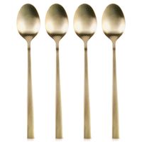 4x Łyżeczki Złote Koktajlowe Długie Deserowe do Lodów Kawy Zestaw Łyżek