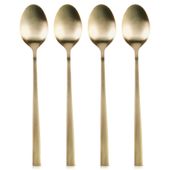 4x Łyżeczki Złote Koktajlowe Długie Deserowe do Lodów Kawy Zestaw Łyżek