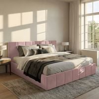 ŁÓŻKO TAPICEROWANE DO SYPIALNI 140x200 ŁÓŻKO PREMIUM Z POJEMNIKIEM RÓŻOWE