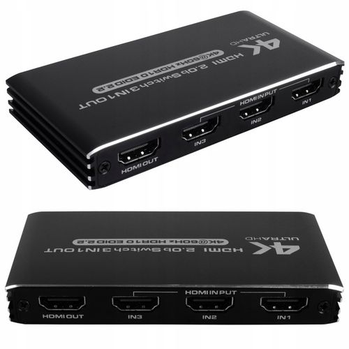 SWITCH HDMI 2.0 3x1 PRZEŁĄCZNIK ROZDZIELACZ ULTRA HD HDCP 2.2 HDR10 4K/60HZ na Arena.pl