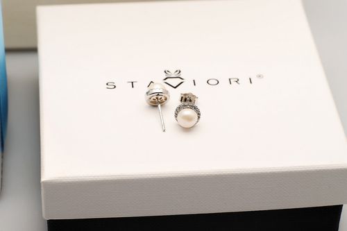 srebrne kolczyki z perłami i cyrkoniami - kdk6239 na Arena.pl