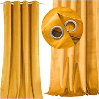 zasłona welurowa na przelotkach - musztardowa