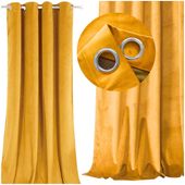 zasłona welurowa na przelotkach - musztardowa