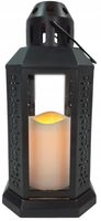 2 x Lampion dekoracyjny czarny 14x14x29cm latarenka XL znicz Cortina