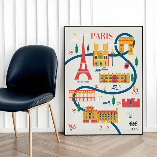 Plakat ilustracja Paryż 50x70 cm w czarnej ramie na Arena.pl