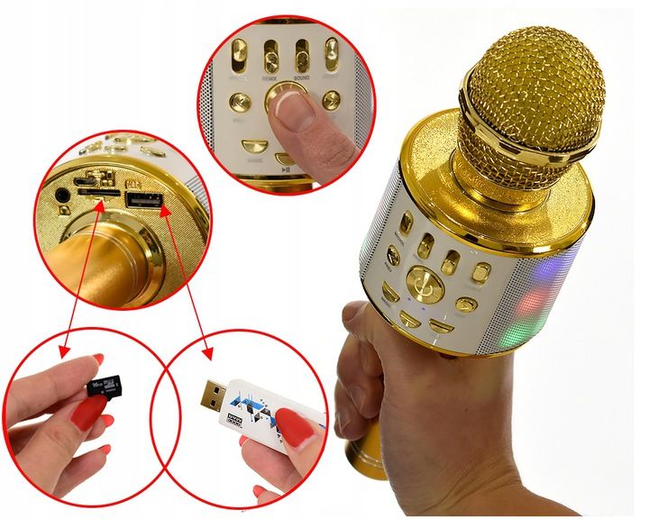 MIKROFON KARAOKE GŁOŚNY Z LAMPKAMI LED DMX ECHO zdjęcie 8