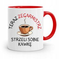 Kubek Czerwony Zegarmistrza Strzeli Sobie Kawkę Z Nadrukiem Ze Zdjęciem