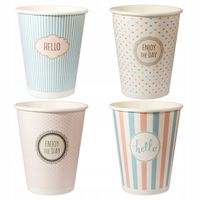 KUBKI PAPIEROWE DO KAWY - PASTELE MIX 250ML 100 SZTUK DO ZIMNYCH I