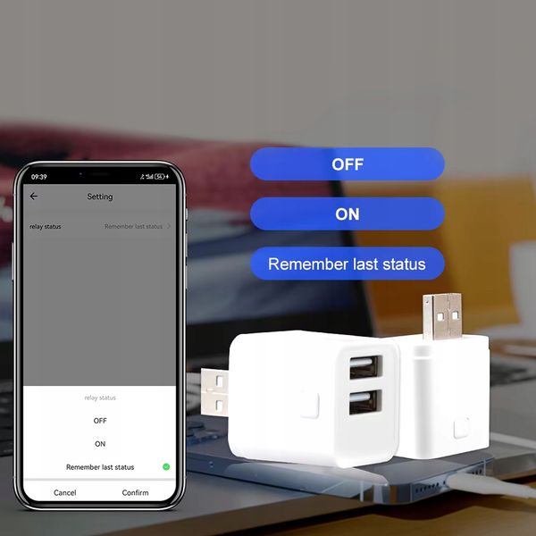 Inteligentny Mini Przełącznik Adapter USB 2 port 5-12V ZigBee TUYA Smart zdjęcie 10