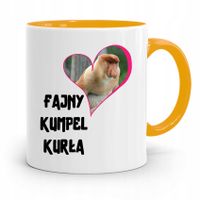 Kubek Żółty Dla Przyjaciela Fajny Kumpel Kurła Z Nadrukiem Ze Zdjęciem