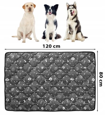 legowisko dla psa mata 120x80 cm wodoodporne kości srebrne na Arena.pl