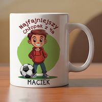Kubek z imieniem prezent na Dzień Chłopaka - Chłopak z piłką nożną