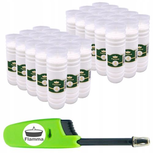 WKŁADY DO ZNICZY PARAFINOWE 4 DNI 96H 30 SZTUK ZNICZE + ZAPALNICZKA GRATIS na Arena.pl