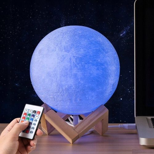 LAMPKA NOCNA LAMPA 3D Księżyc 48cm MOON LIGHT RGB Projektor Gwiazd + pilot na Arena.pl