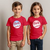 Dziecięca bawełniana koszulka z Twoim nadrukiem - czerwona 7-8