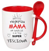 KUBEK Z ŁYŻECZKĄ PREZENT NA DZIEŃ MATKI URODZINY DLA MAMY TEŚCIOWEJ WZORY