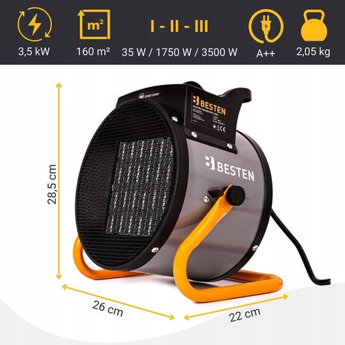 Nagrzewnica Elektryczna 3,5KW Termowentylator Dmuchawa Grzejnik na Arena.pl