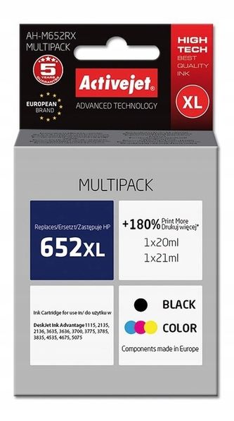 TUSZ HP 652XL BLACK + COLOR ACTIVEJET zdjęcie 1