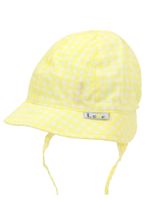 Czapka letnia dziewczęca z uszkami kratka żółta 40-42 YOCLUB