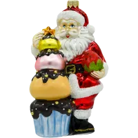 Bombka choinkowa szklana: Święty Mikołaj z babeczkami