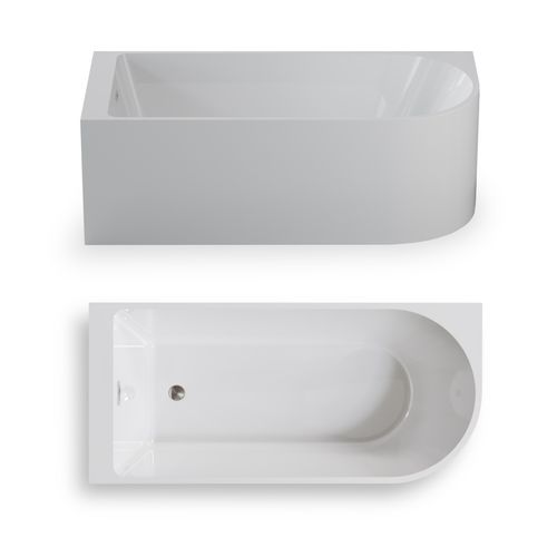Wanna wolnostojąca przyścienna NAROŻNA PULA LEWA 160 x 75 cm biała system przelewowy na Arena.pl