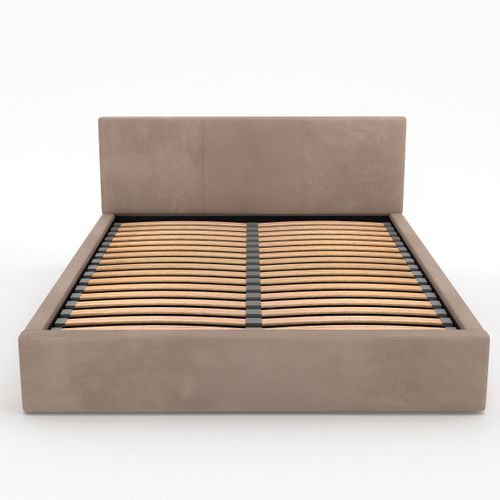 ŁÓŻKO TAPICEROWANE DO SYPIALNI 140x200 ŁÓŻKO PODWÓJNE Z POJEMNIKIEM BEŻOWE na Arena.pl