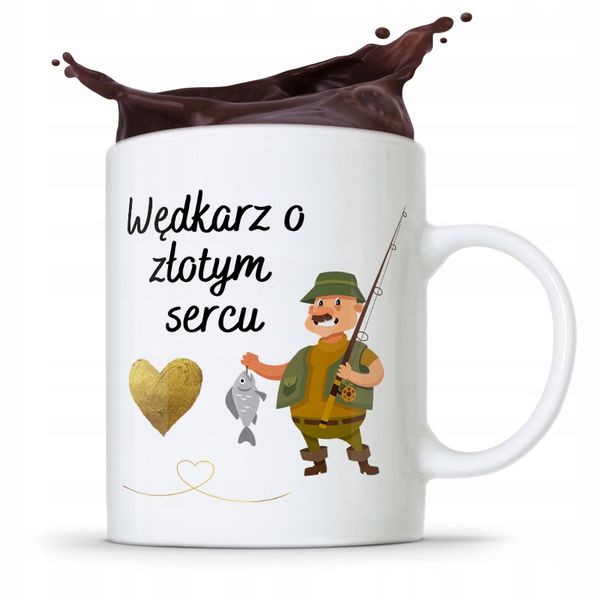 Kubek Prezent Wędkarza Wędkarz O Złotym Sercu Z Nadrukiem Ze Zdjęciem zdjęcie 1