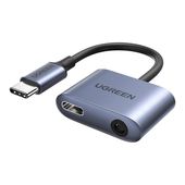 Adapter UGREEN CM231 USB-C na Jack 3.5mm Słuchawki i Ładowanie Szary