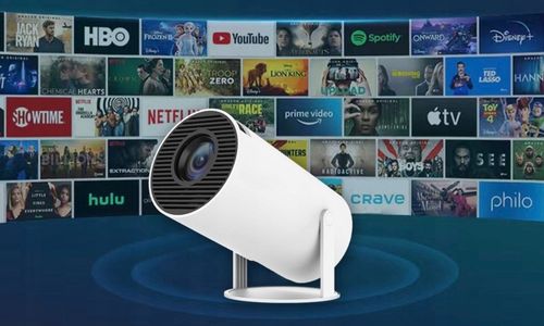 PROJEKTOR RZUTNIK LED ANDROID OBROTOWY 4K TV WIFI GŁOŚNIK BLUETOOTH HD 2025 na Arena.pl