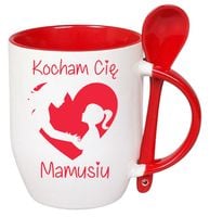 KUBEK Z ŁYŻECZKĄ PREZENT NA DZIEŃ MATKI URODZINY DLA MAMY TEŚCIOWEJ WZORY