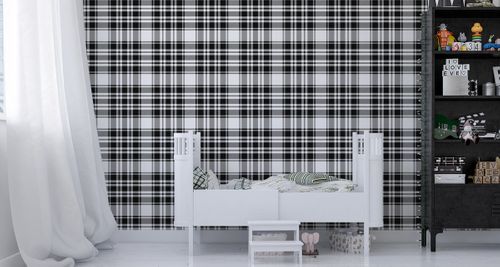 Tapeta Czarno - Biała Szkocka Krata na Arena.pl