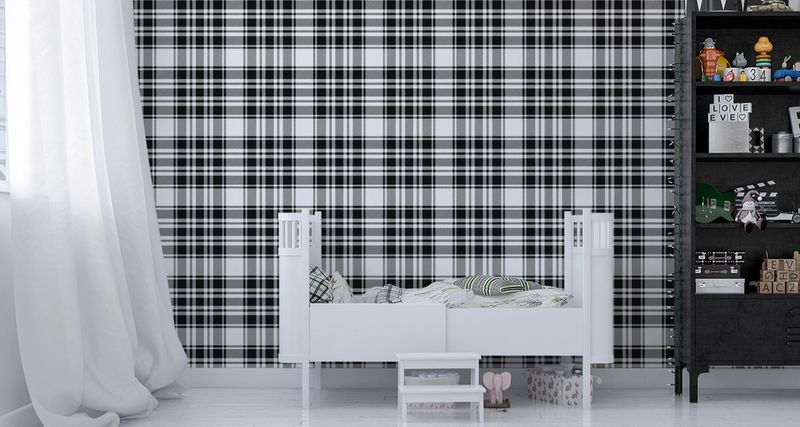 Tapeta Czarno - Biała Szkocka Krata zdjęcie 2