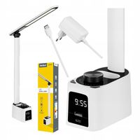 Lampka biurkowa lampa ZEGAR reg intensywność barwa SZYBKIE ŁADOWANIE USB