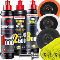 Zestaw Past Polerskich Menzerna Do Polerowania Lakieru Gąbki Pady 150MM