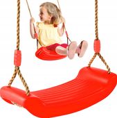 Huśtawka dla dzieci ogrodowa ławeczka deska mocne siedzisko czerwona