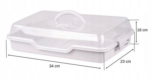 POJEMNIK PLASTIKOWY NA CIASTO WYPIEKI TORT PUDEŁKO Z POKRYWĄ i UCHWYT na Arena.pl