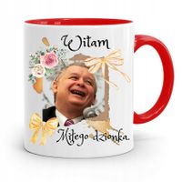 Kubek Czerwony Śmieszny Pis Jarosław Kaczyński Z Nadrukiem Ze Zdjęciem