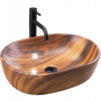 UMYWALKA NABLATOWA REA AMELIA WOOD MATT IMITACJA DREWNO CERAMICZNA OWALNA