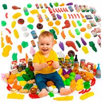 WARZYWA OWOCE DO KUCHNI DLA DZIECI PLASTIKOWE 120 el. DUŻY ZESTAW