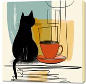 Obraz 100x100cm Kot i Kawa