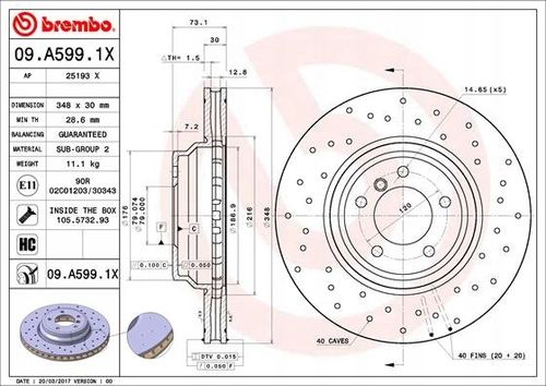 TARCZA HAM PRZOD 348X30 V XTRA BREMBO na Arena.pl