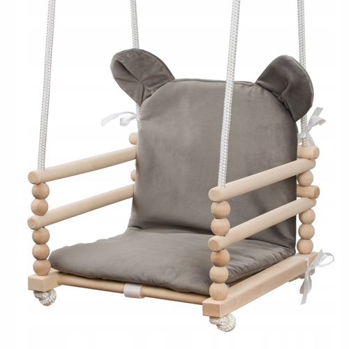 HUŚTAWKA DLA DZIECI DO DOMU I OGRODU TARAS 3W1 MOCNA DREWNIANA podusie miś na Arena.pl