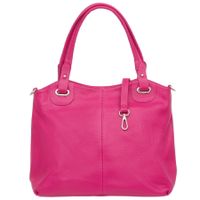 VERA PELLE torebka damska skórzana shopper z paskiem na ramię V658 fuksja