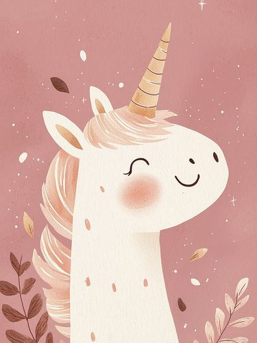Plakat 60x80cm Wzory dla Dzieci, Dziewczynki Do Domu - Jednorożec na Arena.pl