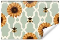 Fototapeta Ścienna SŁONECZNIKI Kwiaty Ornamenty Styl Retro 400cm x 280cm
