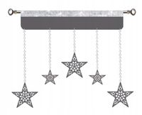 Firana świąteczna Boże Narodzenie Lambrekin GWIAZDKI szary glamur 150 cm